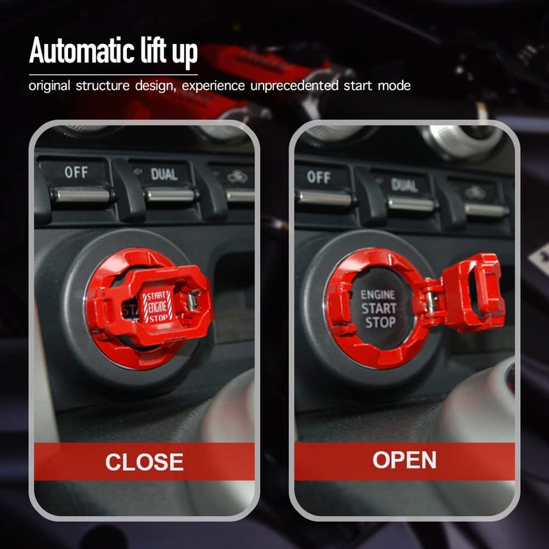 Tybasthe 𝙊𝙧𝙞𝙜𝙞𝙣𝙖𝙡 | Push Start Button Cover, Car Engine Start Stop Button Cover Protector, Cool Car Accessories Interior Decor Sticker Motorcycle Key Ignition Switch Cover, Red - Image 3